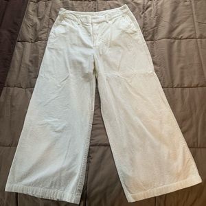 Wide-Leg Off-White Corduroy Pants